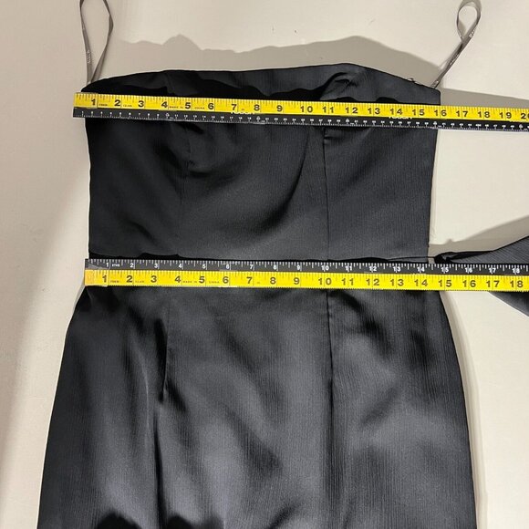 White Vera Wang Dress Womens 8 Black Crinkle Chiffon Trumpet Hem Strapless Gown‎ - Picture 4 of 15